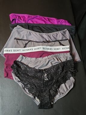 7 Pc. Lot Mixed Panty Set - Black, Gray, Purple, Pink
